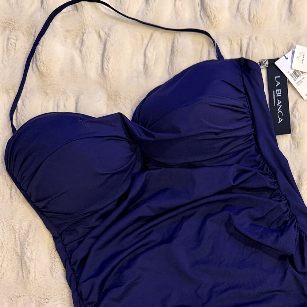 LA BLANCA WOMEN'S ISLAND GODDESS BANDEAU TANKINI SWIMSUIT TOP AND BOTTOM ~  NWT - Picture 14 of 14